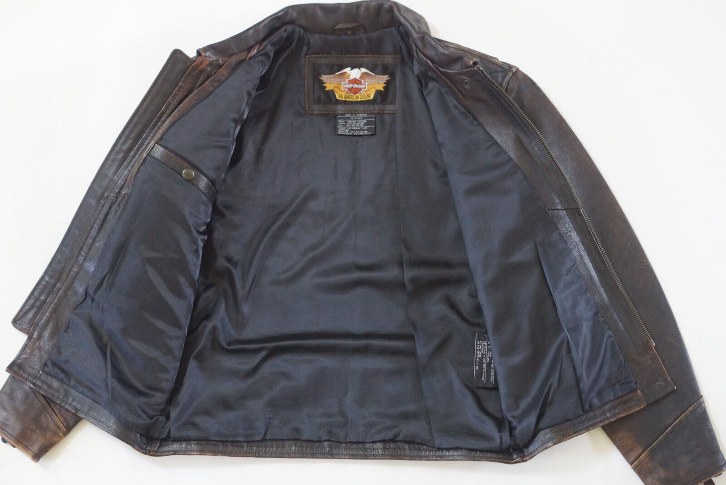 Harley Davidson Men's Rare Brown Distressed Embossed Leather Vintage 90's Jacket Size Medium