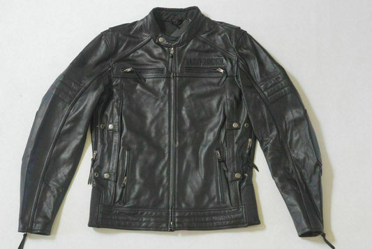 Harley Davidson Men's Beginnings Reflective Black Leather Jacket 98067-14VM