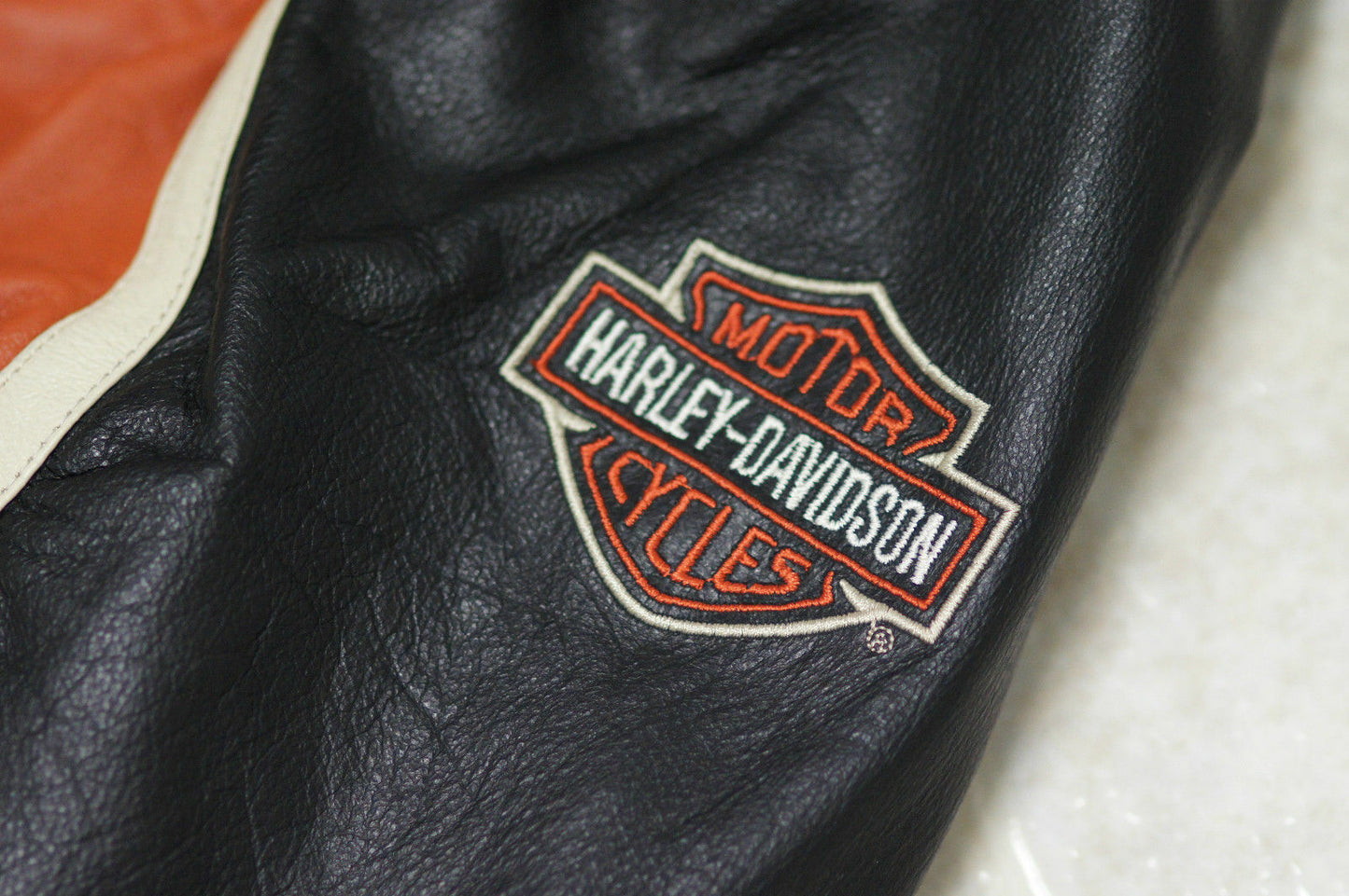 Harley Davidson Men's Classic Cruiser Bar&Shield Orange Leather Jacket 98118-08VM