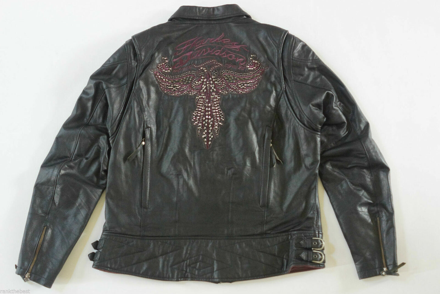 Harley Davidson Women's Starwood Purple Studded Eagle Leather Jacket Size XL 97022-15VW