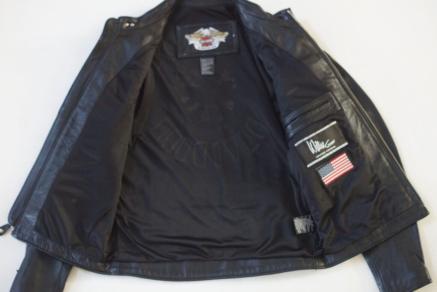 Harley Davidson Men's WILLIE G SIGNATURE Leather Jacket WHEEL Rare 98010-06VM Size Medium