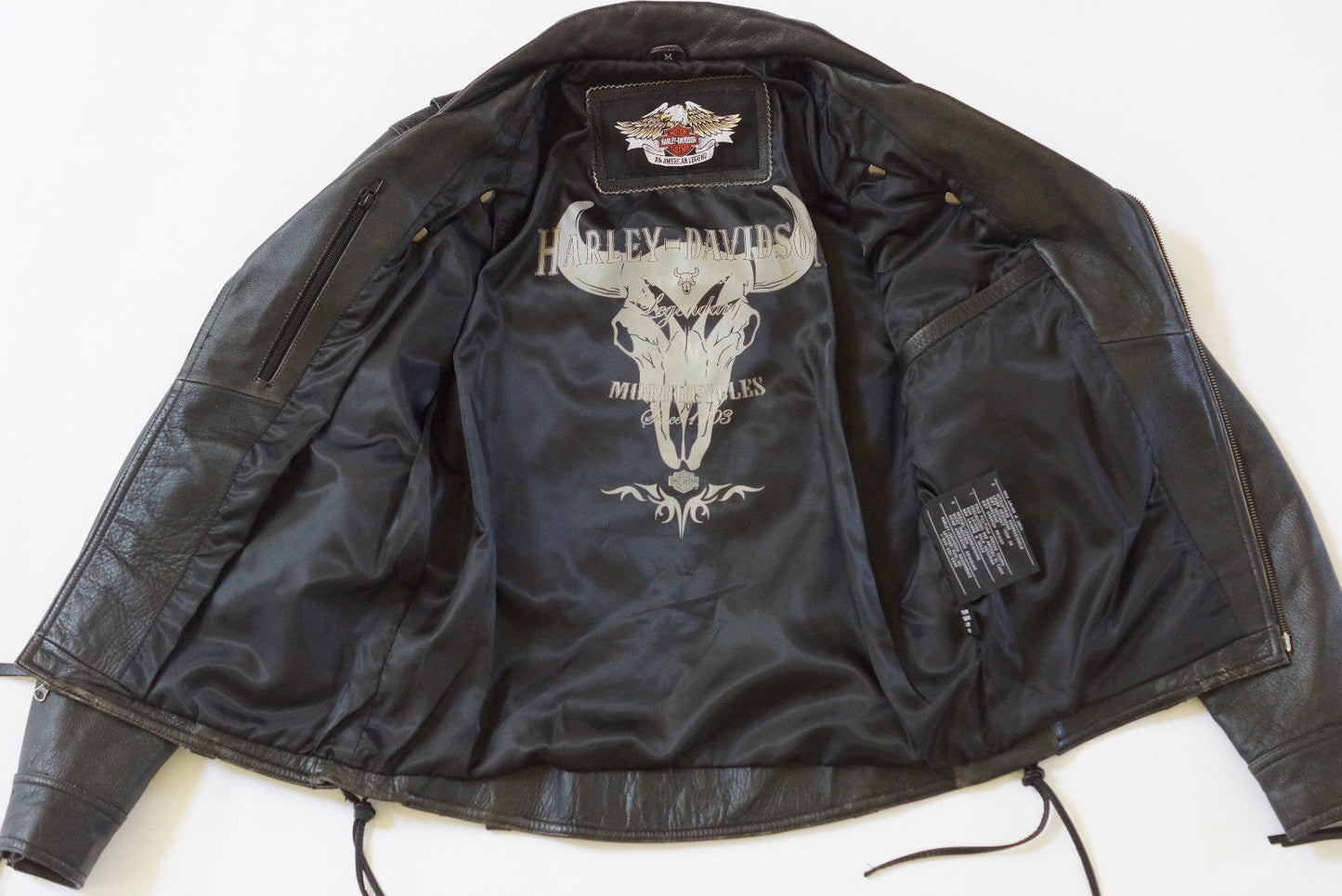 Harley Davidson Men's Legendary Distressed Leather Jacket Skull 97092-06VM Size Medium