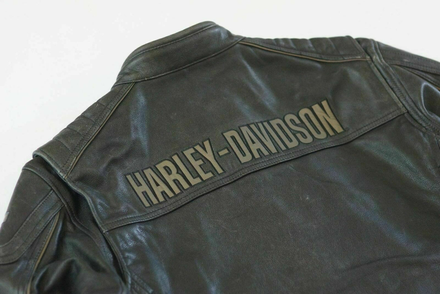 Harley Davidson Men MIDWAY Distressed Black Leather Riding Jacket 98108-16VM 2XL