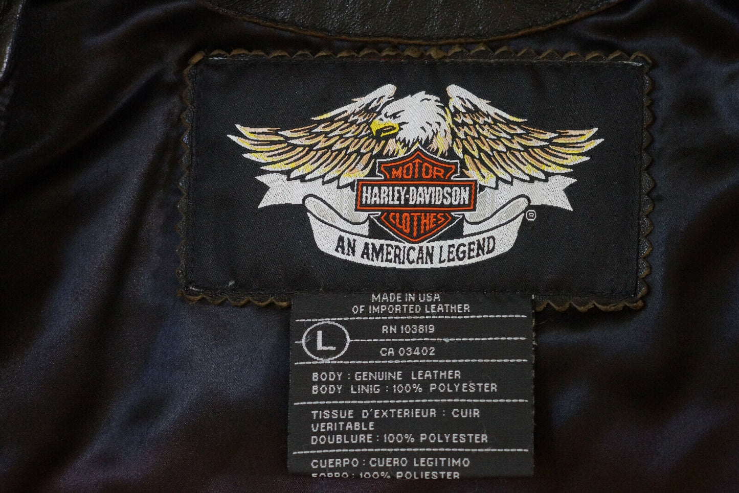 Harley Davidson Men's Prestige Leather USA Made Jacket Bar & Shield 97000-05VM Size Large