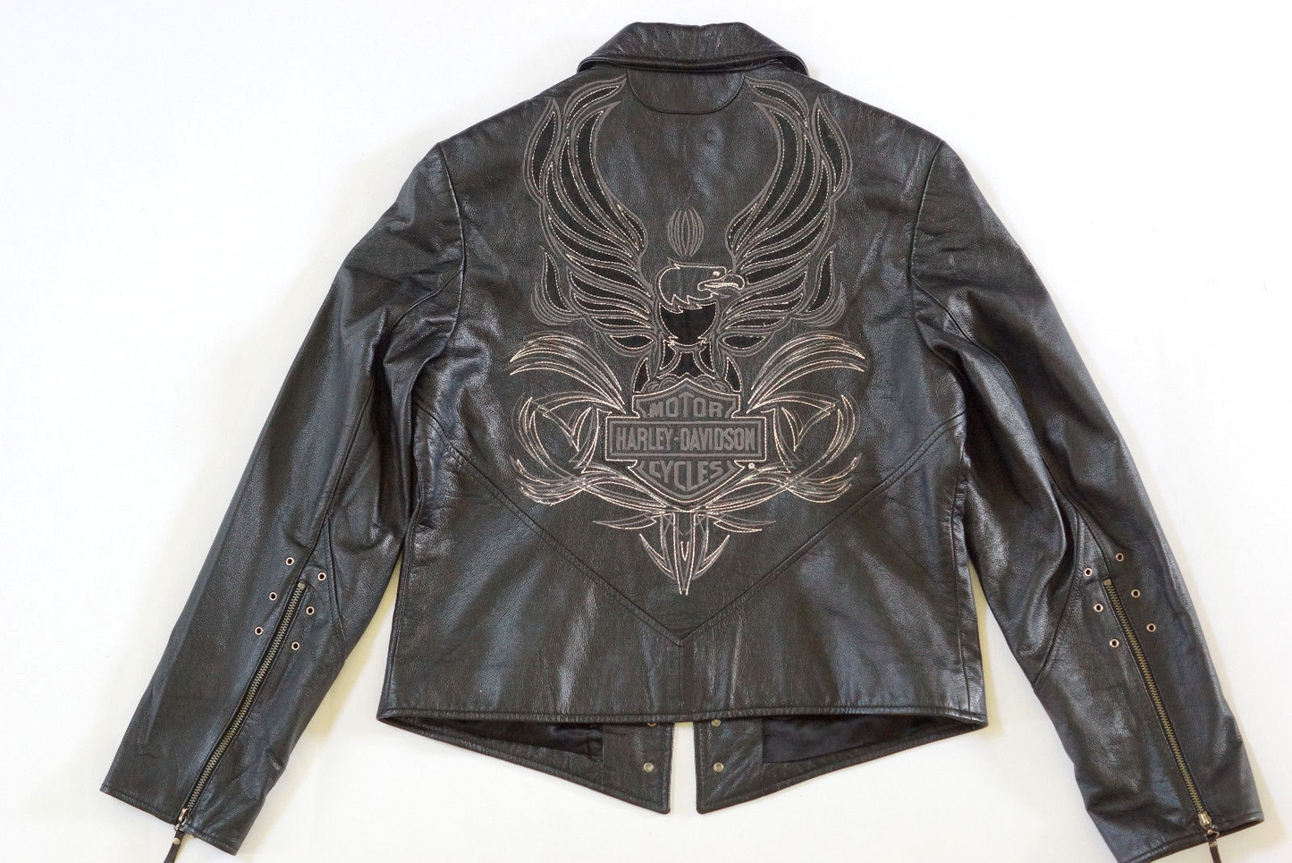 Harley Davidson Women's ISIS Elaborate Eagle Black Leather Jacket Size Large 97028-06VW