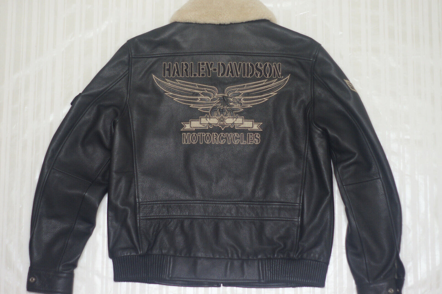 Harley Davidson Men's Military SQUADRON Black Leather Bomber Jacket 97082-09VM