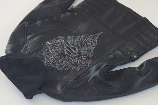 Harley Davidson Women's ALEXIS Black Leather Jacket with Hoodie 3-in-1 97038-15VW Size Large