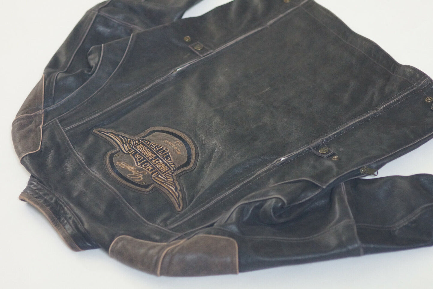 Harley Davidson Men's Trostel Vented Brown Black Leather Jacket 98053-19VM