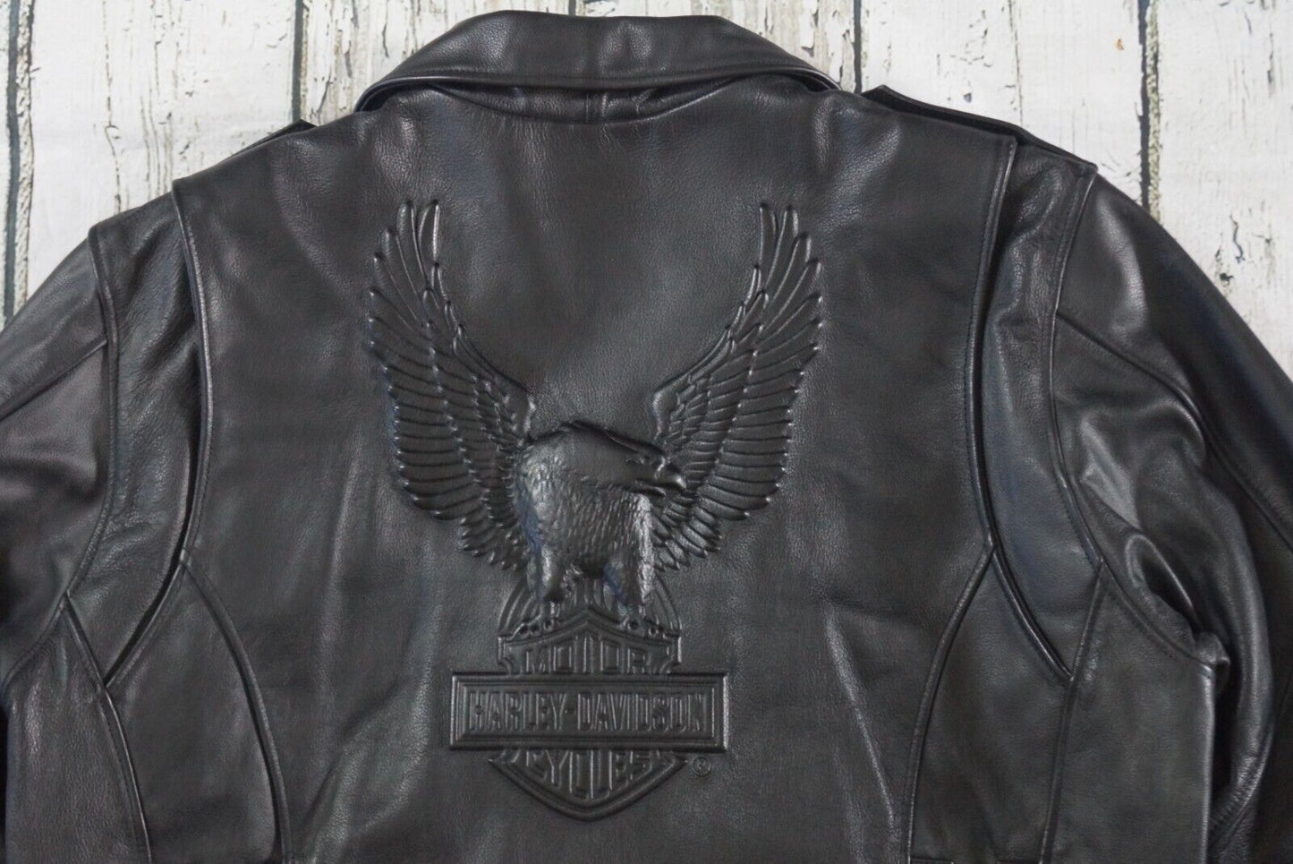 Harley Davidson Men's Vintage Cruiser 2 II Embossed Eagle Black Leather Jacket Size XL