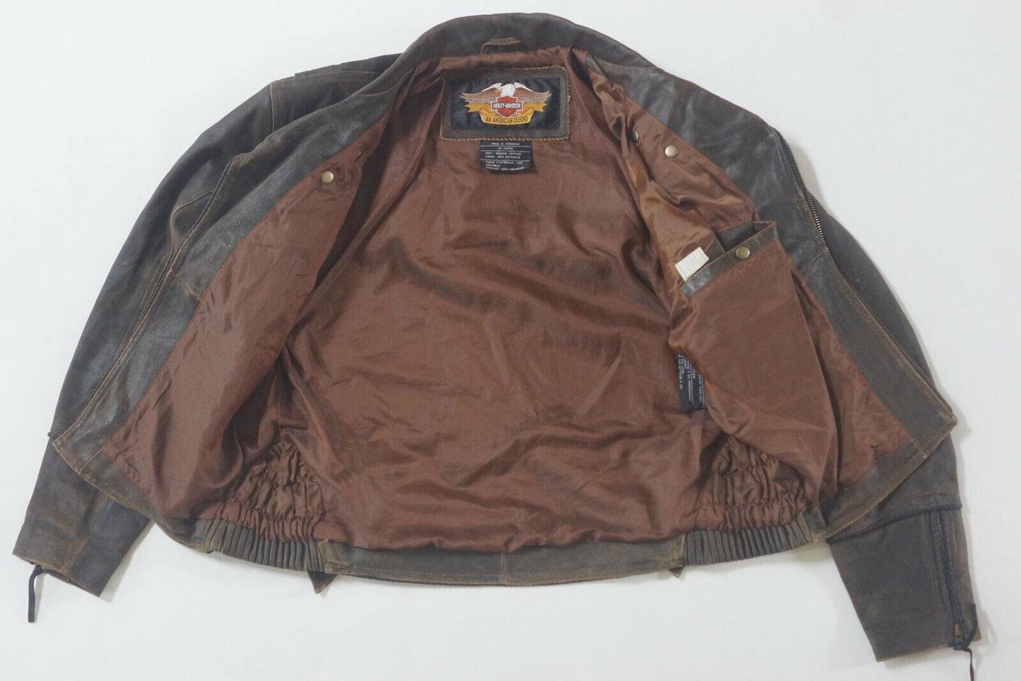 Harley Davidson Men's Billings Distressed Brown Leather Jacket Winged HD Logo Size Large