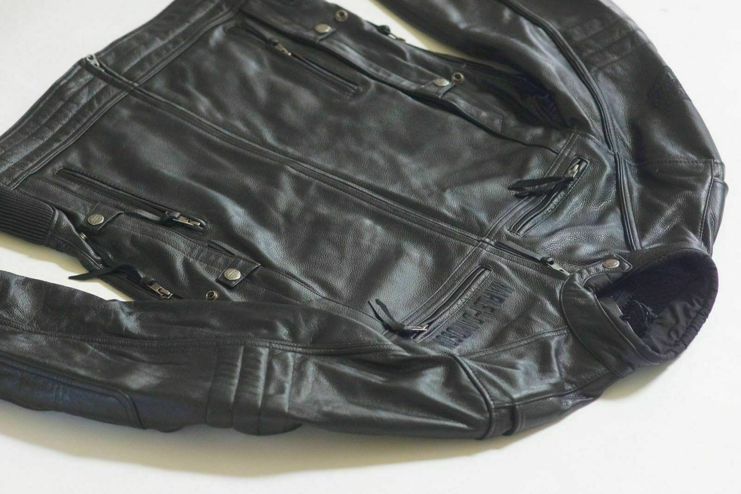 Harley Davidson Men's Beginnings Reflective Black Leather Jacket 98067-14VM