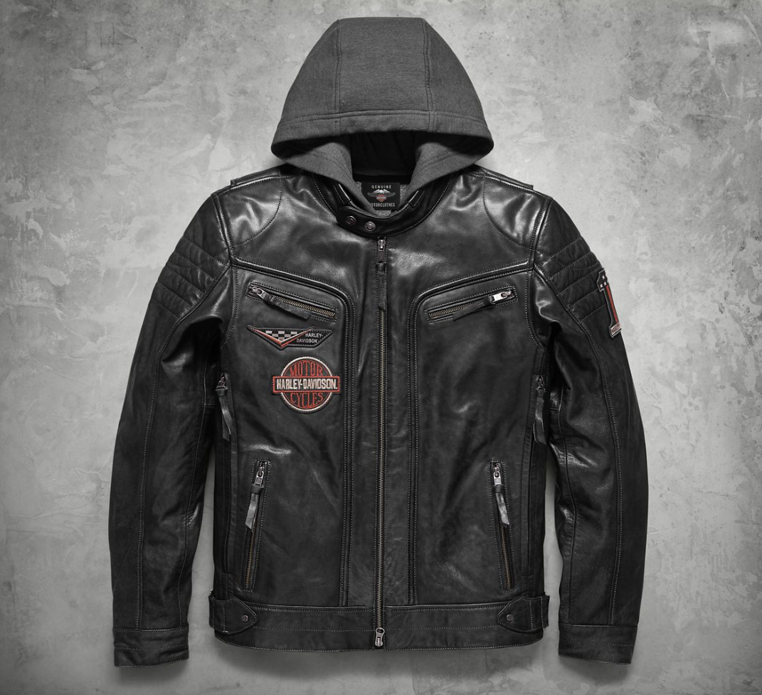 Harley Davidson Men's Marmax Black Leather Racing Eagle Jacket 3-in-1 97002-18VM