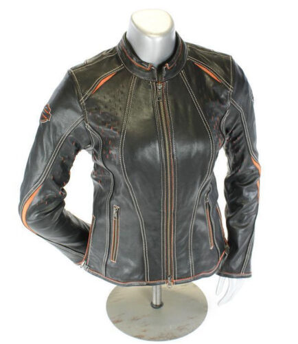 Harley Davidson Women's Harker Perforated Black Leather Jacket 97043-19VW