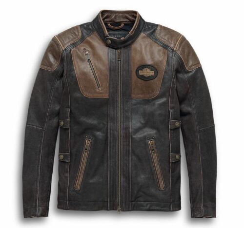 Harley Davidson Men's Trostel Vented Brown Black Leather Jacket 98053-19VM