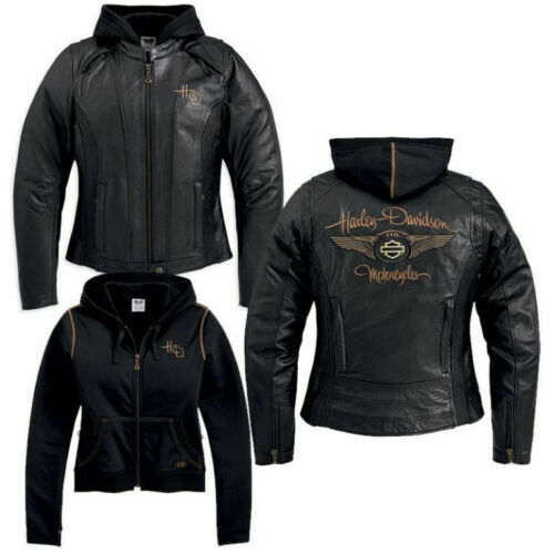 Harley Davidson Women's 110th Anniversary Black Leather Jacket 97148-13VW Rare